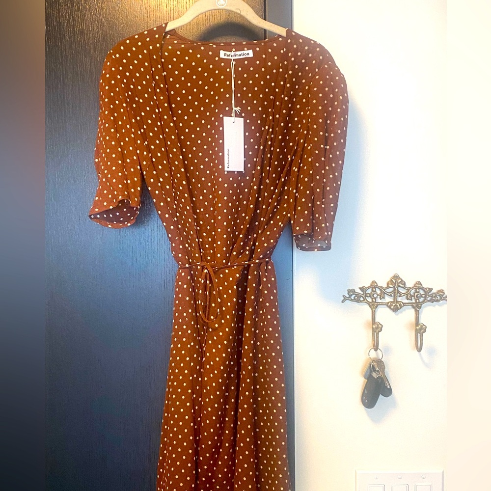 Never worn, tags intact, Reformation Polka Dot Dress